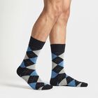 Men's Crew Length Regular Fit Argyle Pack of 2 Socks ( Grey, Navy ), Navy Blue, small