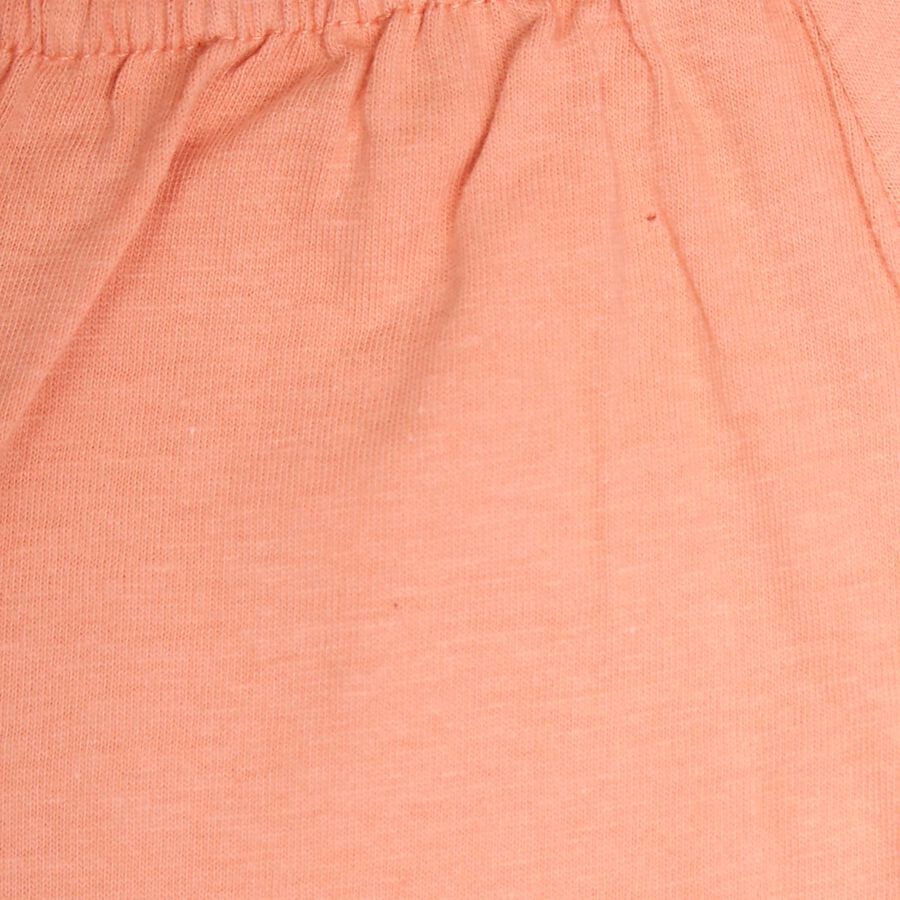 Infants Cotton Round Neck Shorts Set, Peach, large image number null