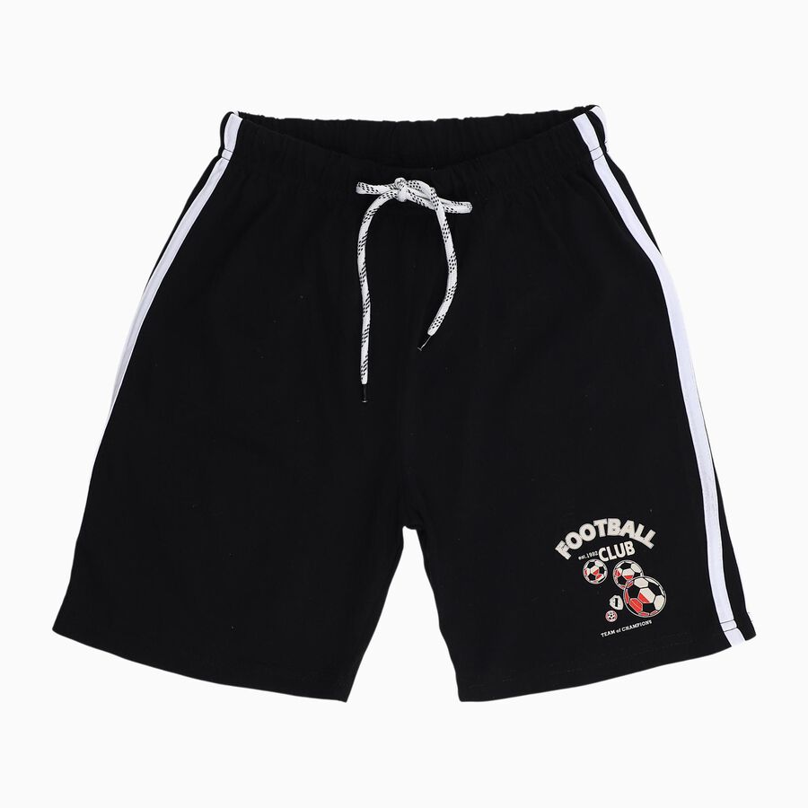 Boys Cotton Blend Bermuda Shorts, काला, large