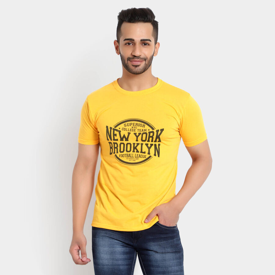 Round Neck T-Shirt, Mustard, large image number null