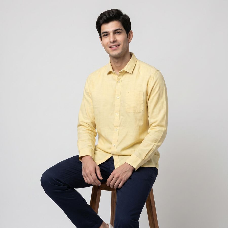 Men Yellow Casual Shirt, पीला, large