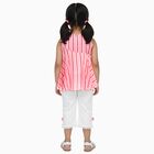 Girls Bright Pink Sleeveless Striped Top and White Capri Set, गुलाबी, small