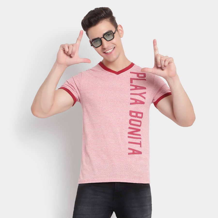 V Neck T-Shirt, Maroon, large image number null