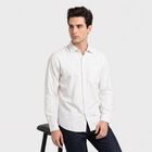 Men's White Cotton Casual Shirt, White, small