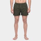 Men's Olive Green Relaxed Fit Checked Boxers, ओलिव, small