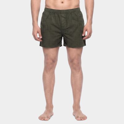 Men's Olive Green Relaxed Fit Checked Boxers