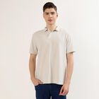 Men's Off-White Polo Neck Textured T-Shirt, Off White, small