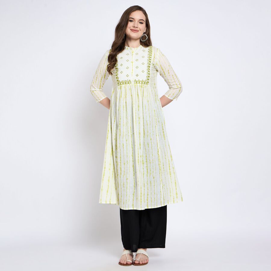 Ladies' 100% Cotton Kurta, Olive, large image number null