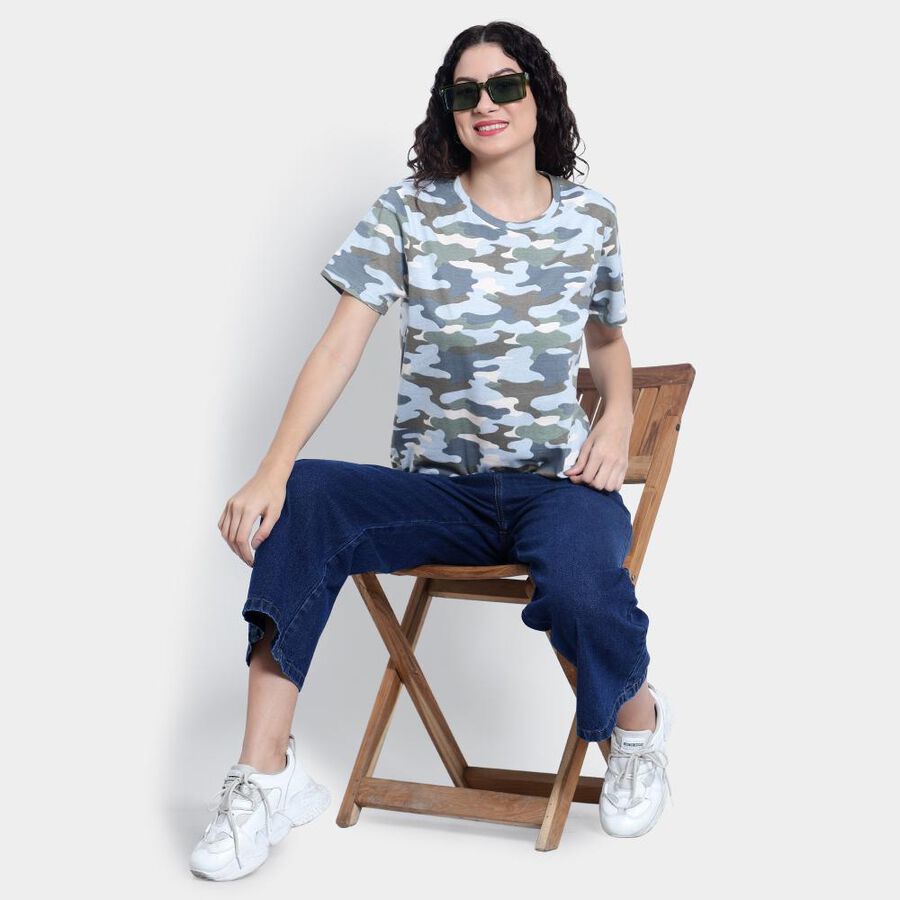 Cotton Round Neck T-Shirt, Light Green, large image number null