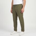 Men's Olive Green Slim Fit Drawstring Chino Trousers, Olive, small