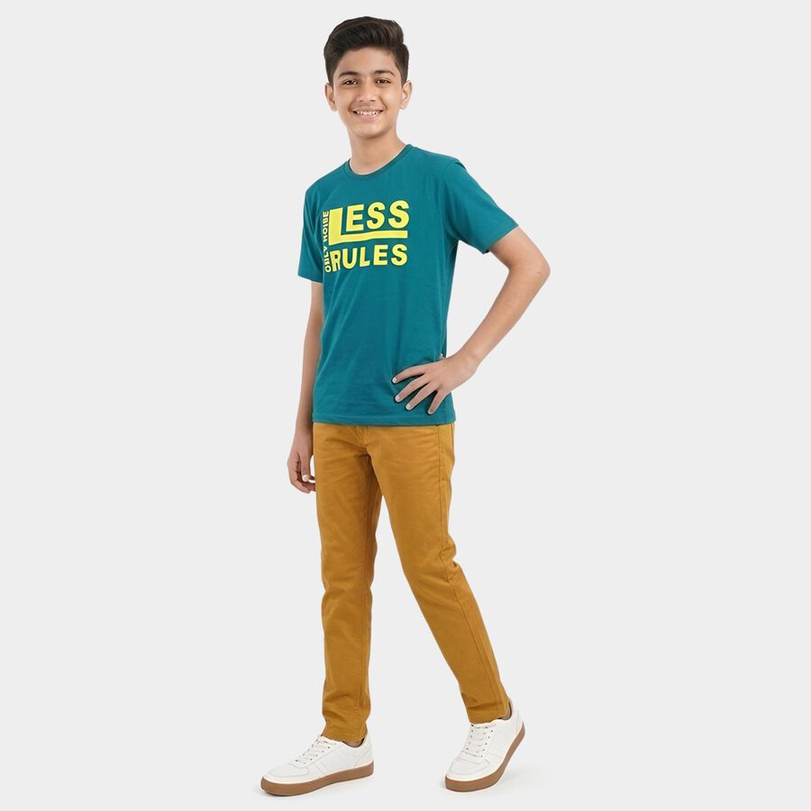 Boys' Half Sleeves T-Shirt, गहरा हरा, large