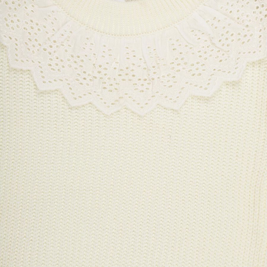 Infants Rich Eggshell White Round Neck Regular Fit Pullover, White, large image number null