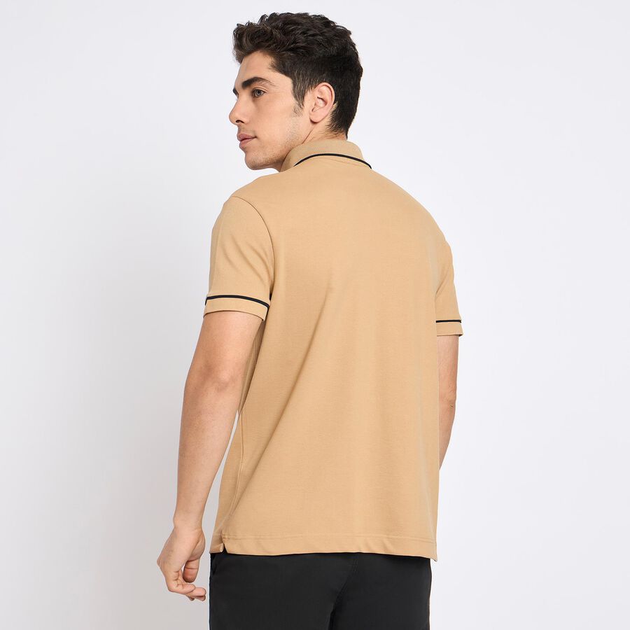 Men's Collared Half Sleeves T-Shirt, Beige, large image number null