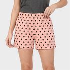 Women's Pink Regular Fit Polka Dot Shorts, गुलाबी, small