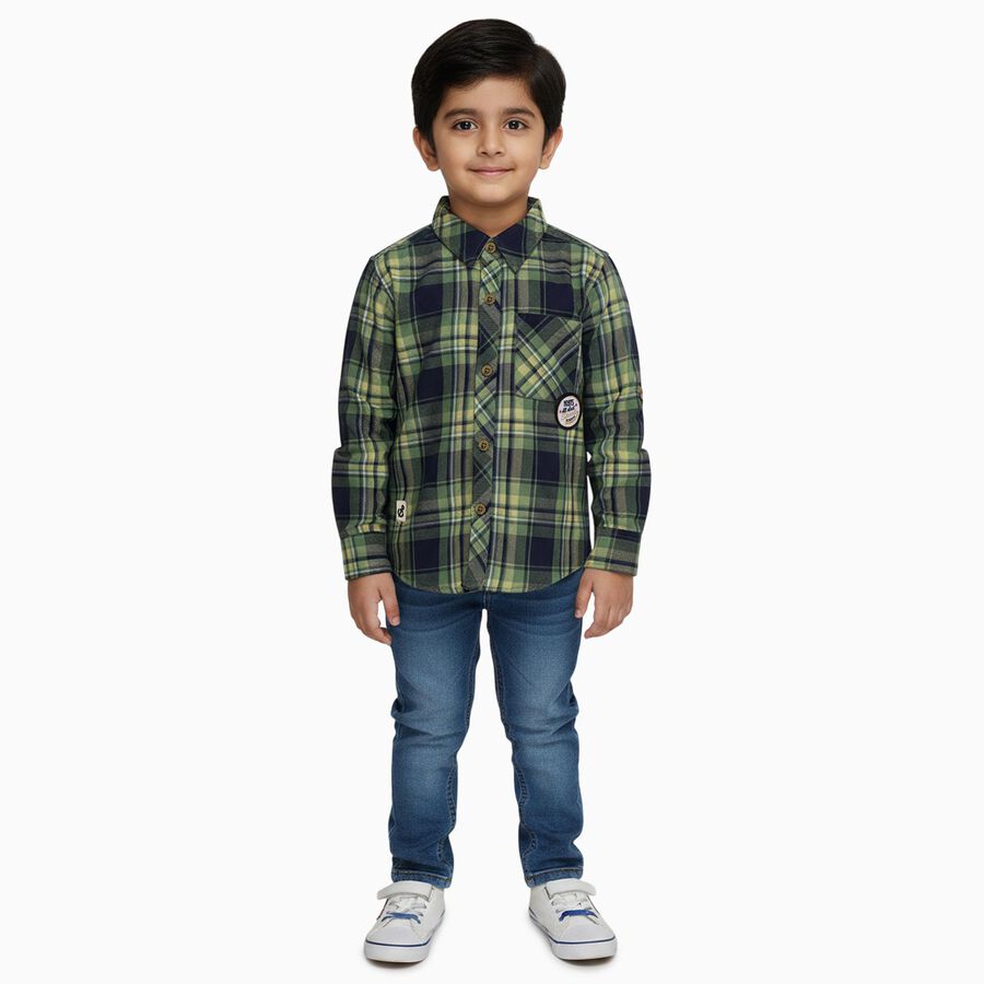 Boys' Casual Shirt, हल्का हरा, large image number null