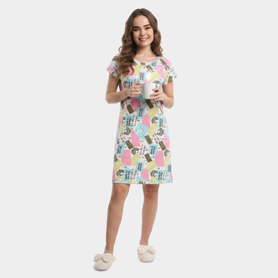 Women's White Nighty, सफ़ेद, large