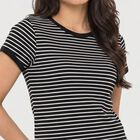 Women Black Round Neck Regular T-Shirt, Black, small