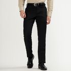 Men's Jet Black Slim Fit Flat-Front Formal Trousers, Black, small image number null