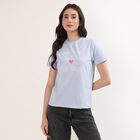 Women's Light Blue Round Neck Classic T-Shirt, Light Blue, small