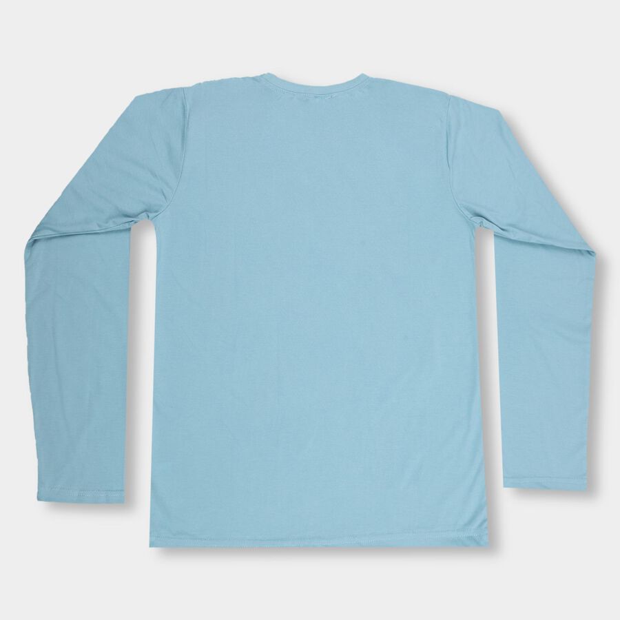 Boys' Light Sky Blue Round Neck Casual Printed T-Shirt, मध्यम नीला, large image number null