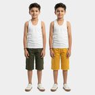Boys White Cotton Round Neck Vest, सफ़ेद, small