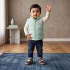 Infants Mint Green Stand Collar Puffer Jacket, Light Green, small