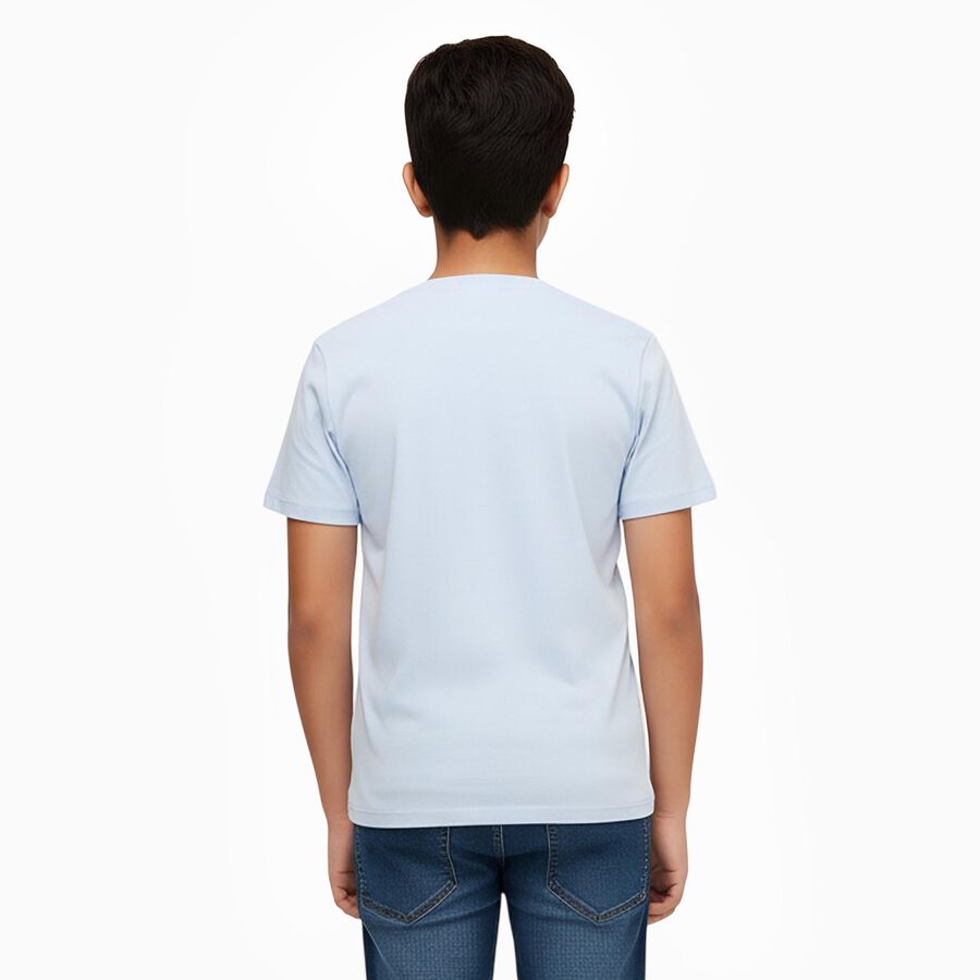 Boys Light Blue Round Neck Casual T-Shirt, Light Blue, large image number null