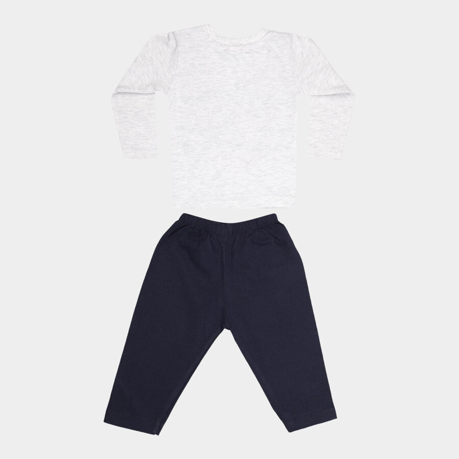 Infants Cotton Baba Suit, Melange Light Grey, large image number null