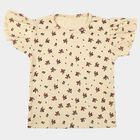 Girls' Off White Round Neck Regular T-Shirt, Off White, small