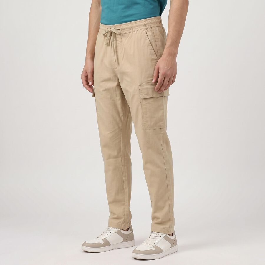 Men's Off White Slim Fit Cargo Trousers, Off White, large