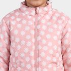 Girls' Pink Stand Collar Puffer Jacket, Pink, small