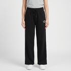 Women's Black Straight Fit Side-Striped Track Pants, Black, small