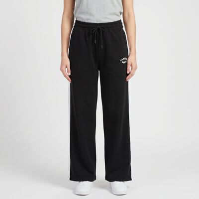 Women's Black Straight Fit Side-Striped Track Pants