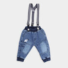 Infants Heavy Wash with Embroidery Rib Waist Jeans, Mid Blue, small image number null