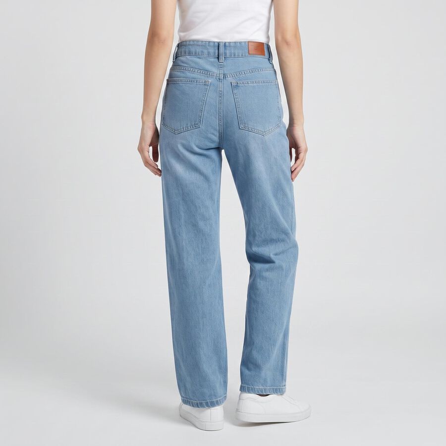 Women's Light Blue Straight Fit Washed Jeans, हल्का नीला, large