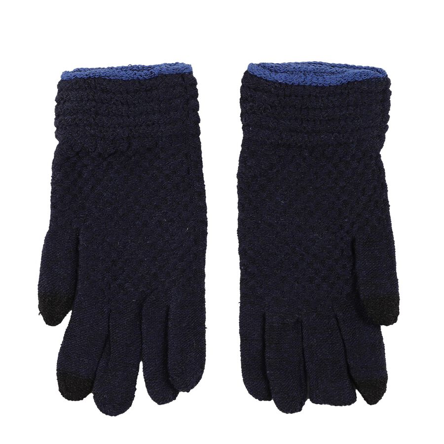 Men's Gloves, गहरा नीला, large