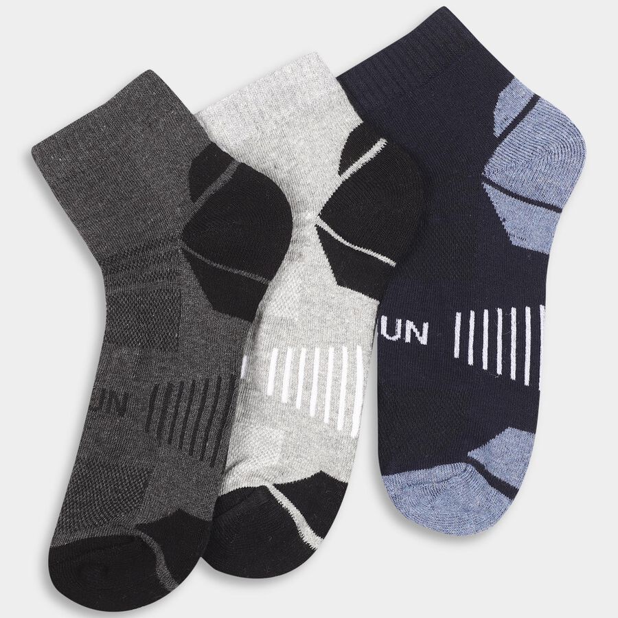 Men's Dark Charcoal Black and Navy Ankle-Length Sports Socks, Charcoal, large image number null