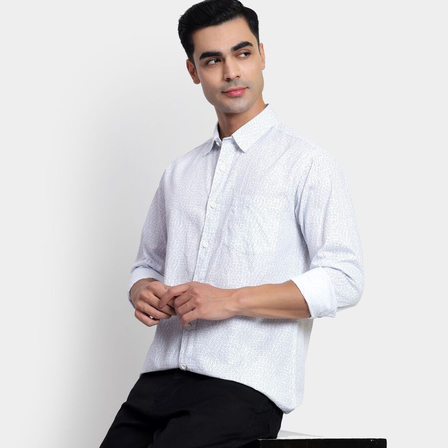 Men's 100% Cotton Casual Shirt, ऑफ व्हाइट, large image number null