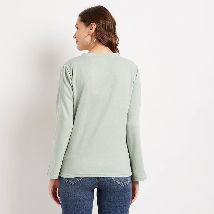 Embellished Round Neck Sweatshirt, Light Green, large image number null