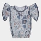 Girls Light Grey Round Neck Casual T-Shirt, Light Grey, small