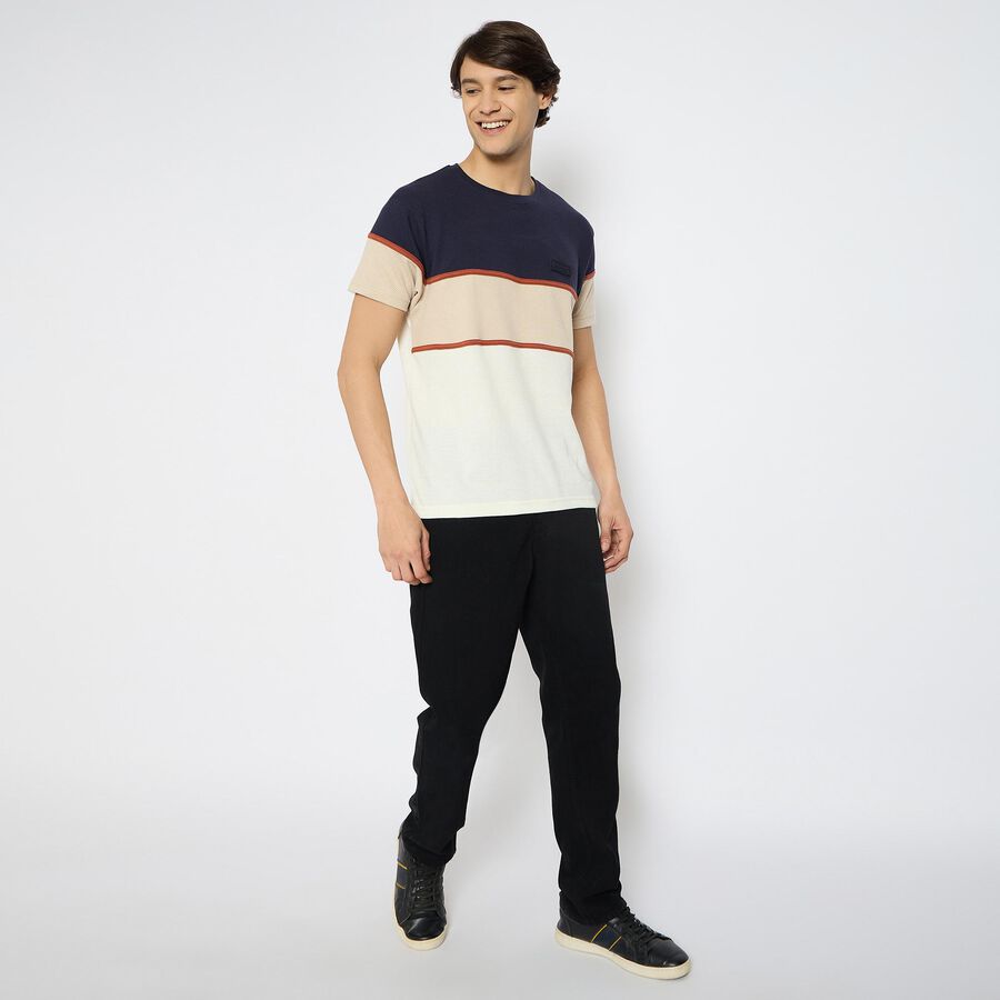 Men's Round Neck Half Sleeves T-Shirt , गहरा पीला, large