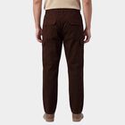 Men's Jet Black Slim Fit Casual Trousers, भूरा, small