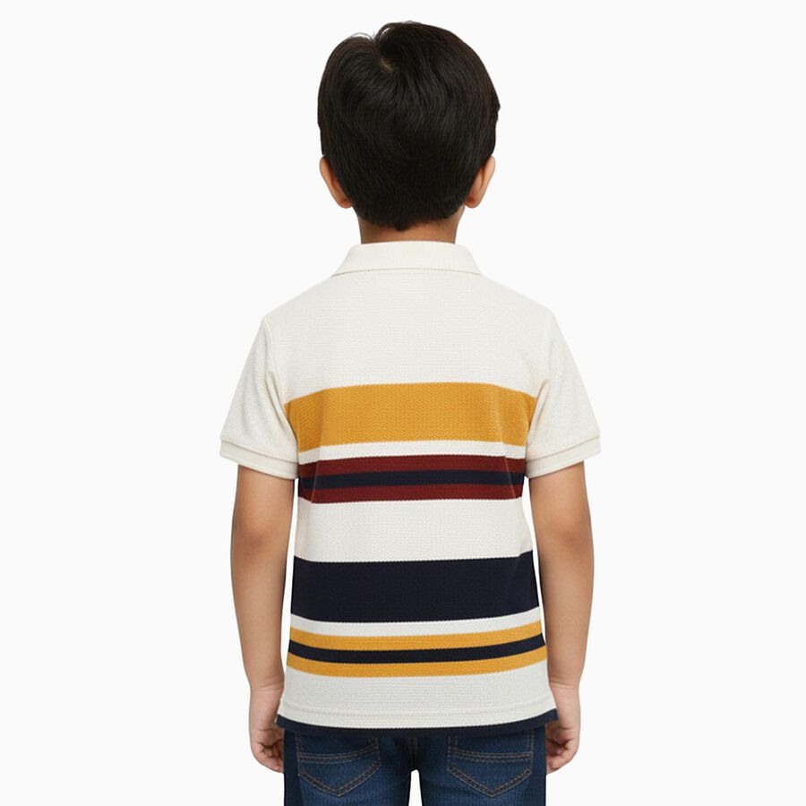 Boys' Off White Polo Neck Casual T-Shirt, Off White, large image number null
