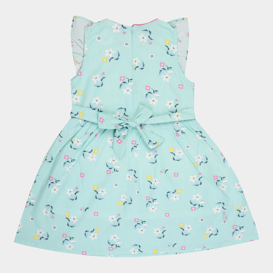 Girls Cotton Frock, Light Green, large image number null