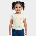 Girls Yellow Round Neck Casual T-Shirt, Yellow, small
