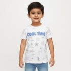 Boys White Cotton Round Neck Casual T-Shirt, White, small image number null
