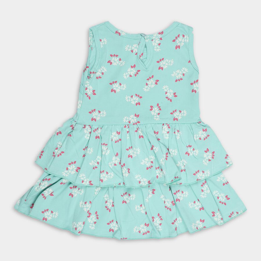 Infant Girls' 100% Cotton Frock, Light Green, large image number null