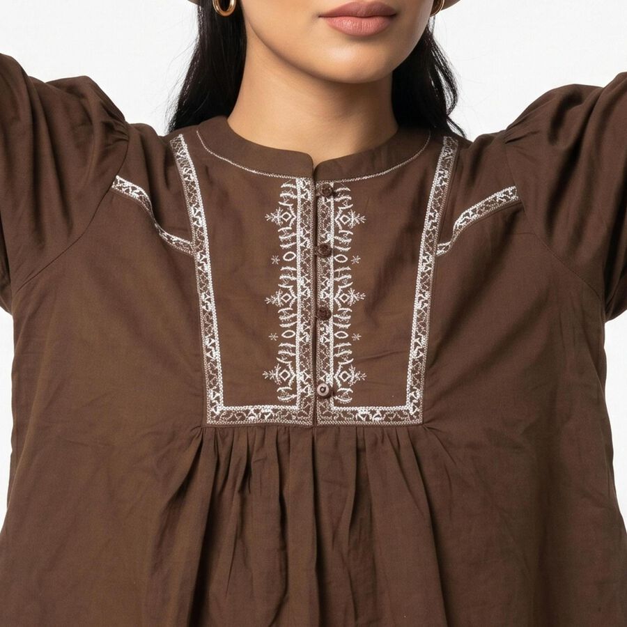 Ladies' Top, भूरा, large