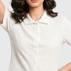 Women's Off White Collared Shirt, Off White, small