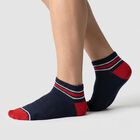 Men's Regular Fit Striped Pack of 3 Socks ( Blue, Grey, Black ), Navy Blue, small